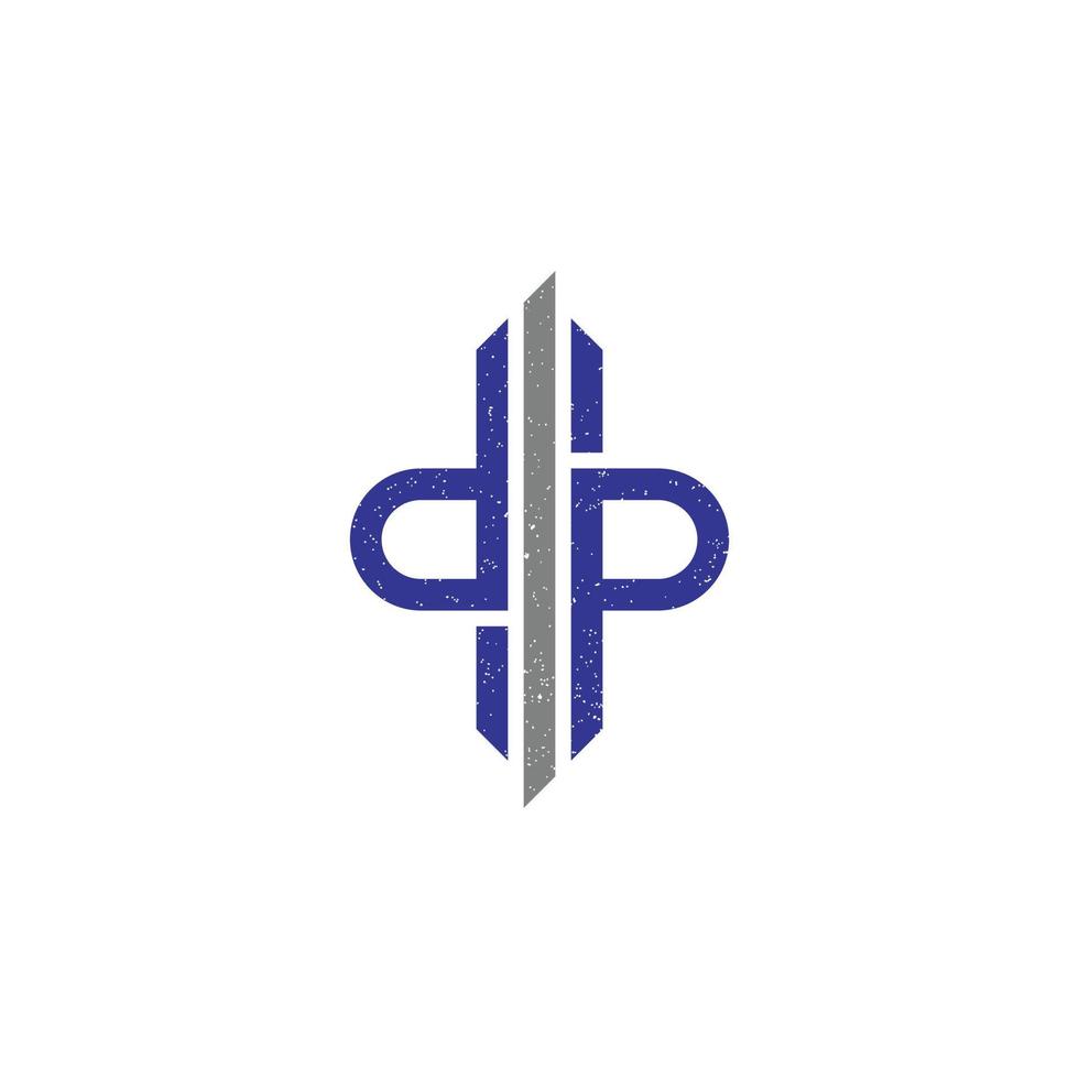 abstract initial letter DP logo in blue and silver color isolated in white background applied for precast concrete company logo also suitable for the brands or companies that have initial name PD vector