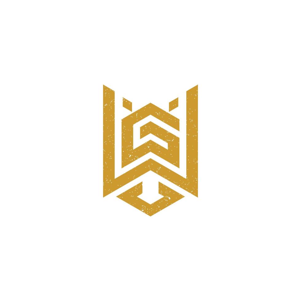 abstract initial letter WG logo in gold color isolated in white background applied for real estate and mortgage logo also suitable for the brands or companies that have initial name GW vector