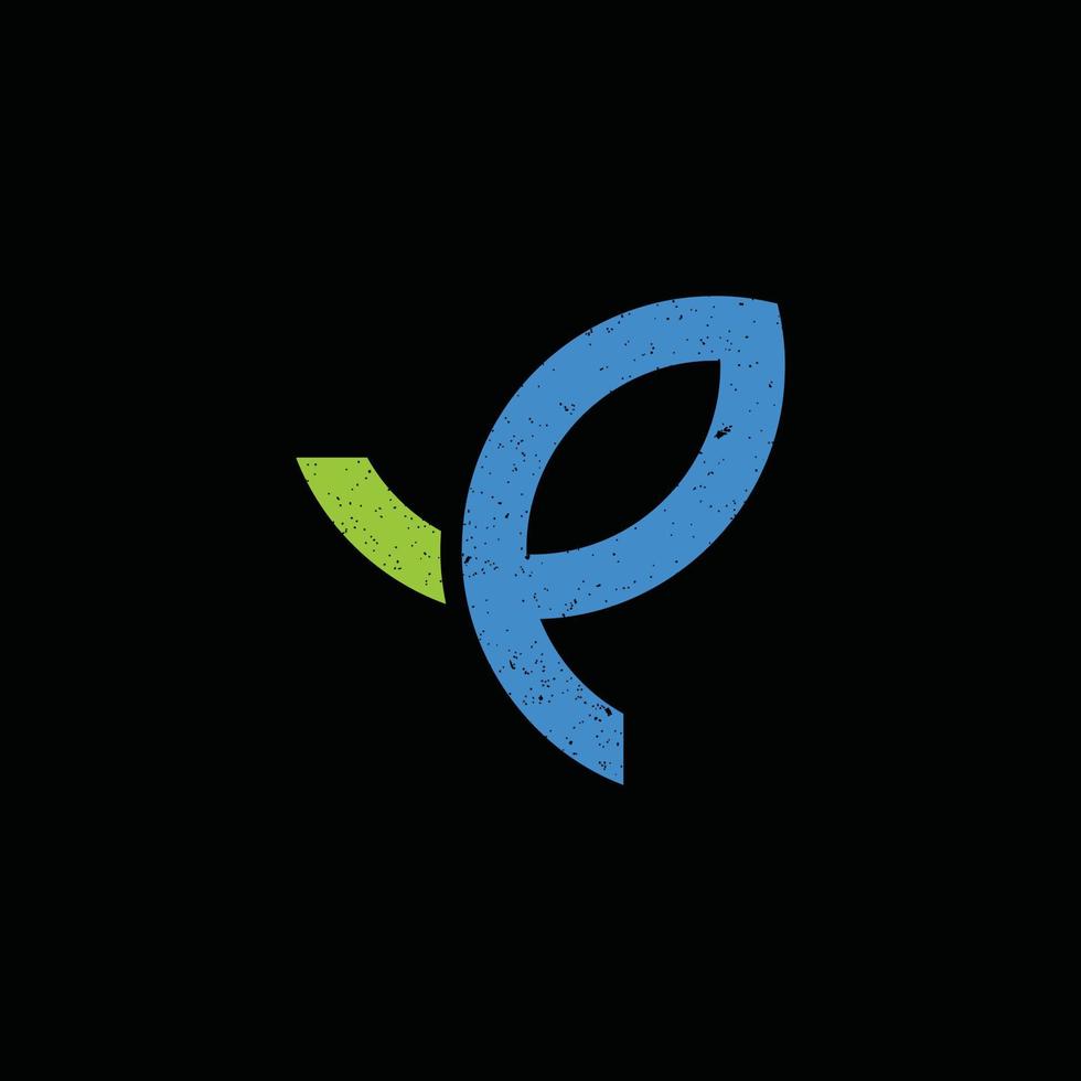 abstract initial letter PI logo in green and blue color isolated in black background applied for insurance agency logo also suitable for the brands or companies that have initial name IP vector