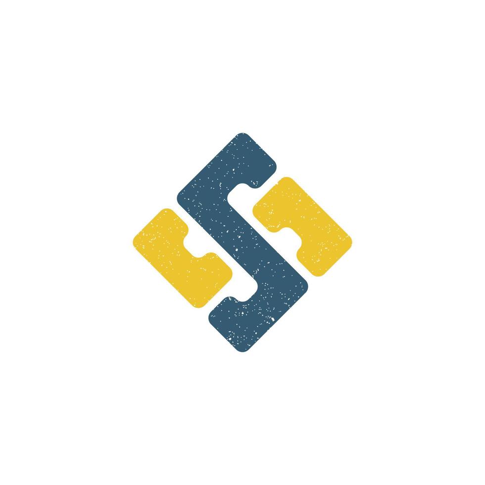 abstract initial letter SS logo in grey and yellow color isolated in white background applied for company logo design also suitable for the brands or companies that have initial name SS vector