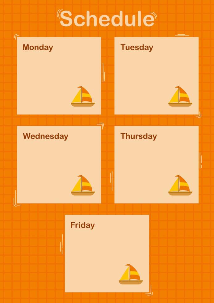 Daily and weekly planner with Sailboat vector