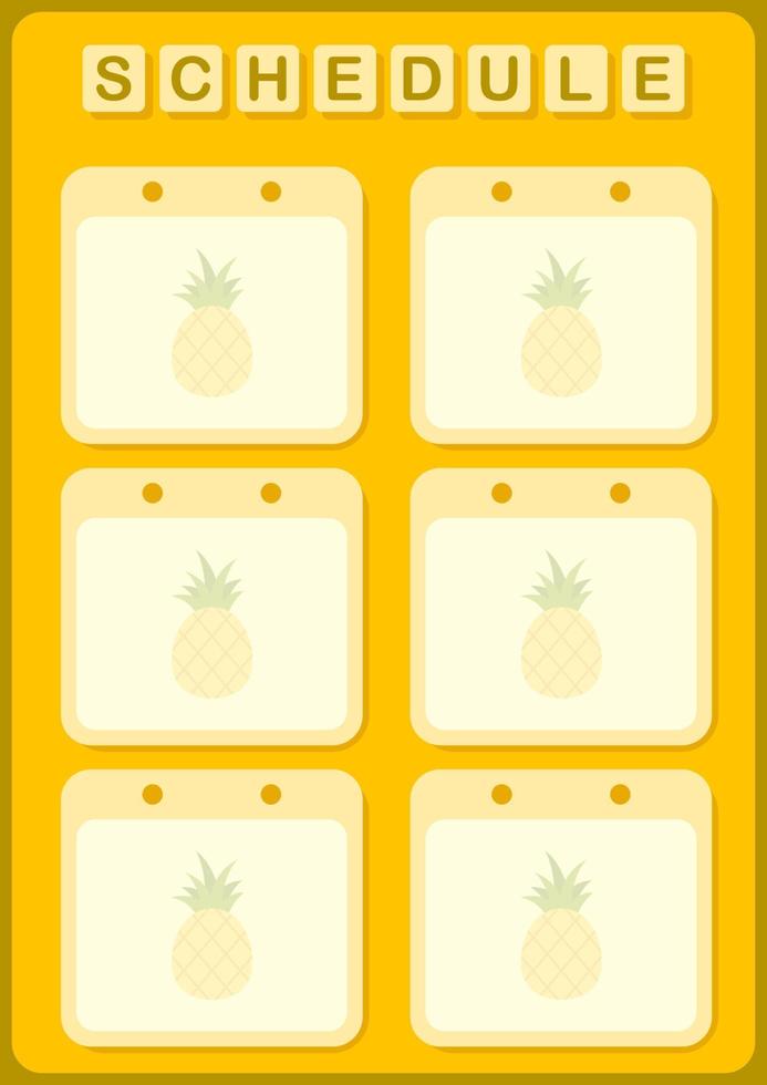 Daily and weekly planner with Pineapple vector
