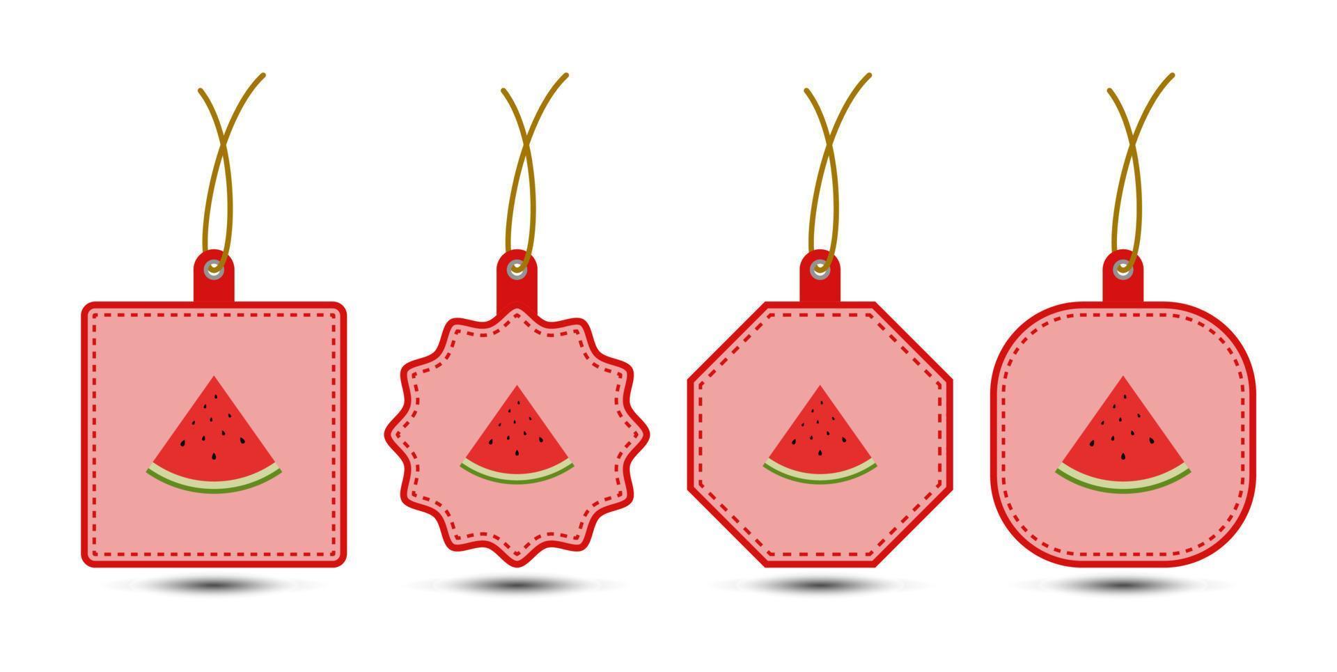 Set of Watermelon tags with cord vector