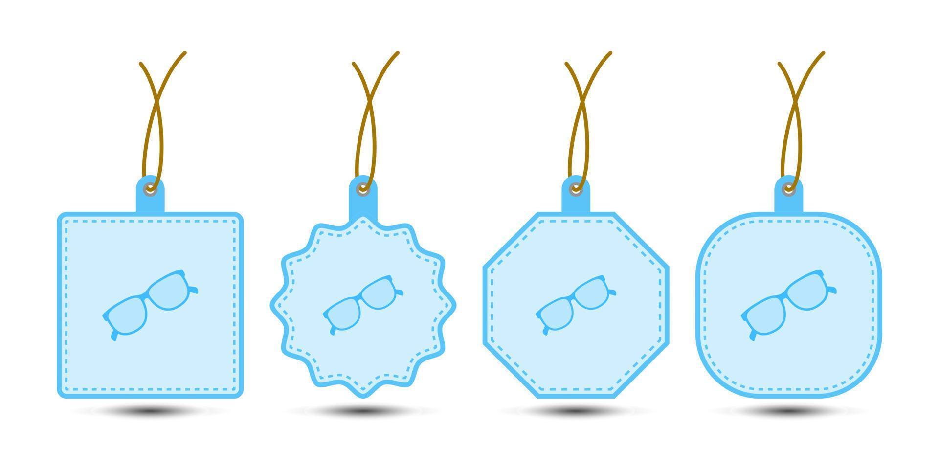 Set of Glasses tags with cord vector
