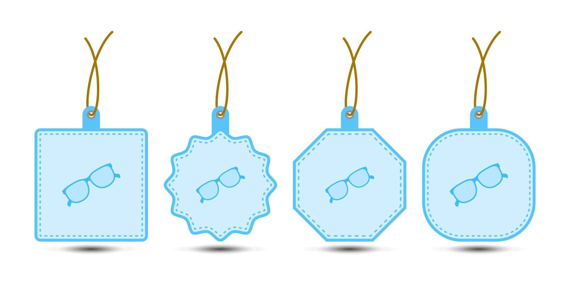 Set of Glasses tags with cord vector