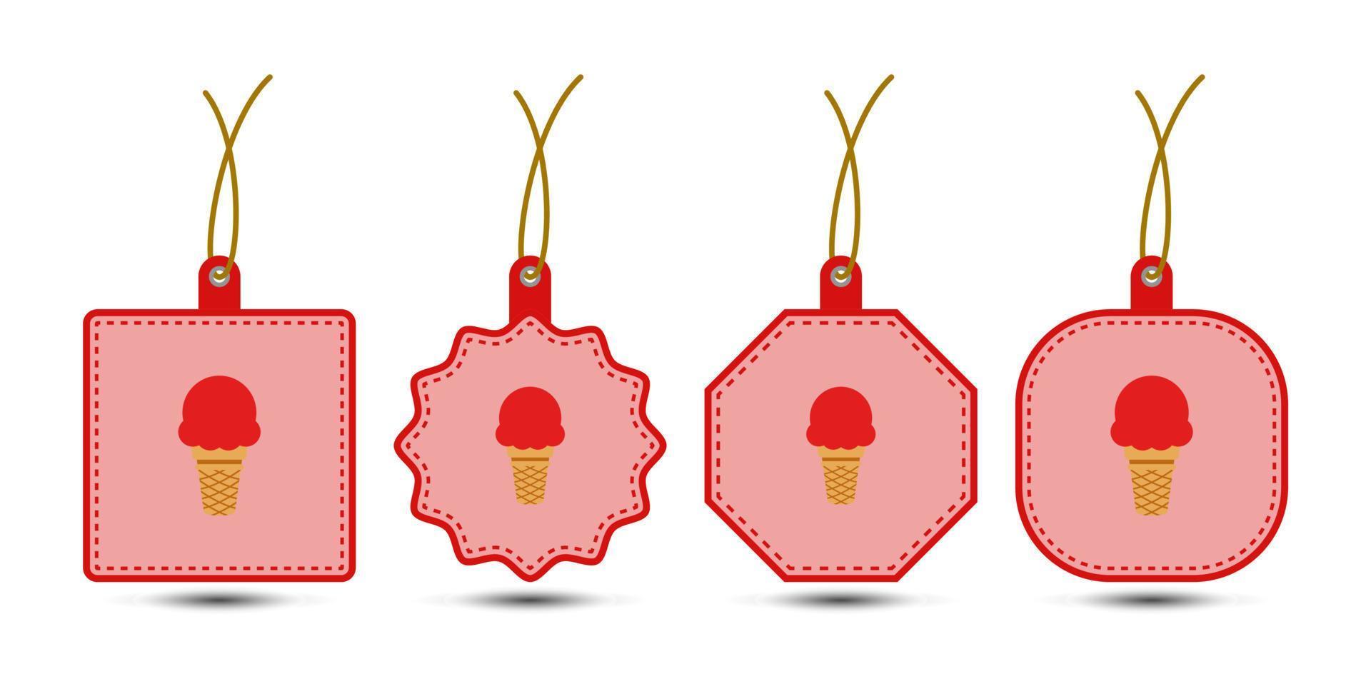 Set of Ice Cream tags with cord vector