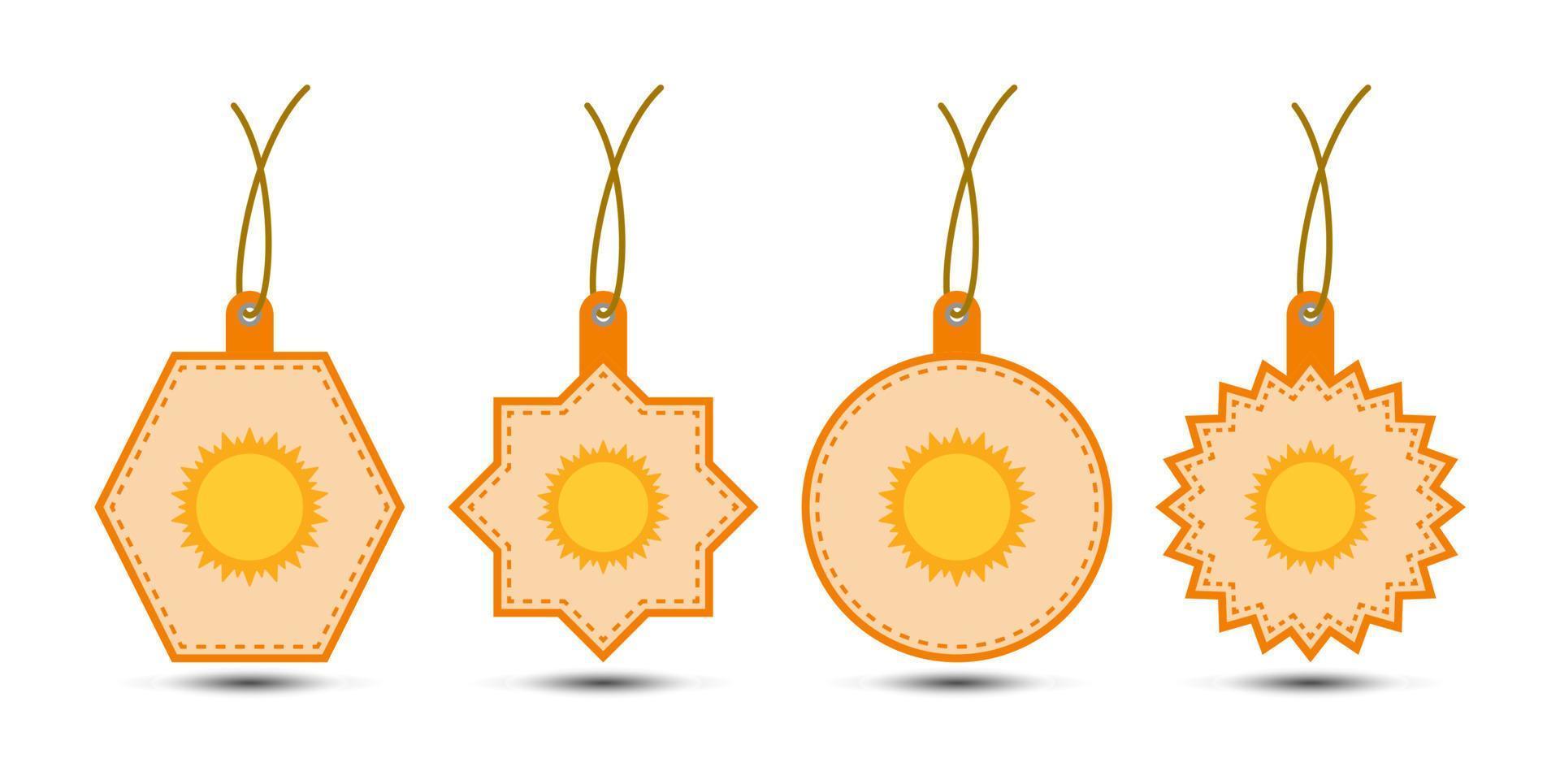 Set of Sun tags with cord vector