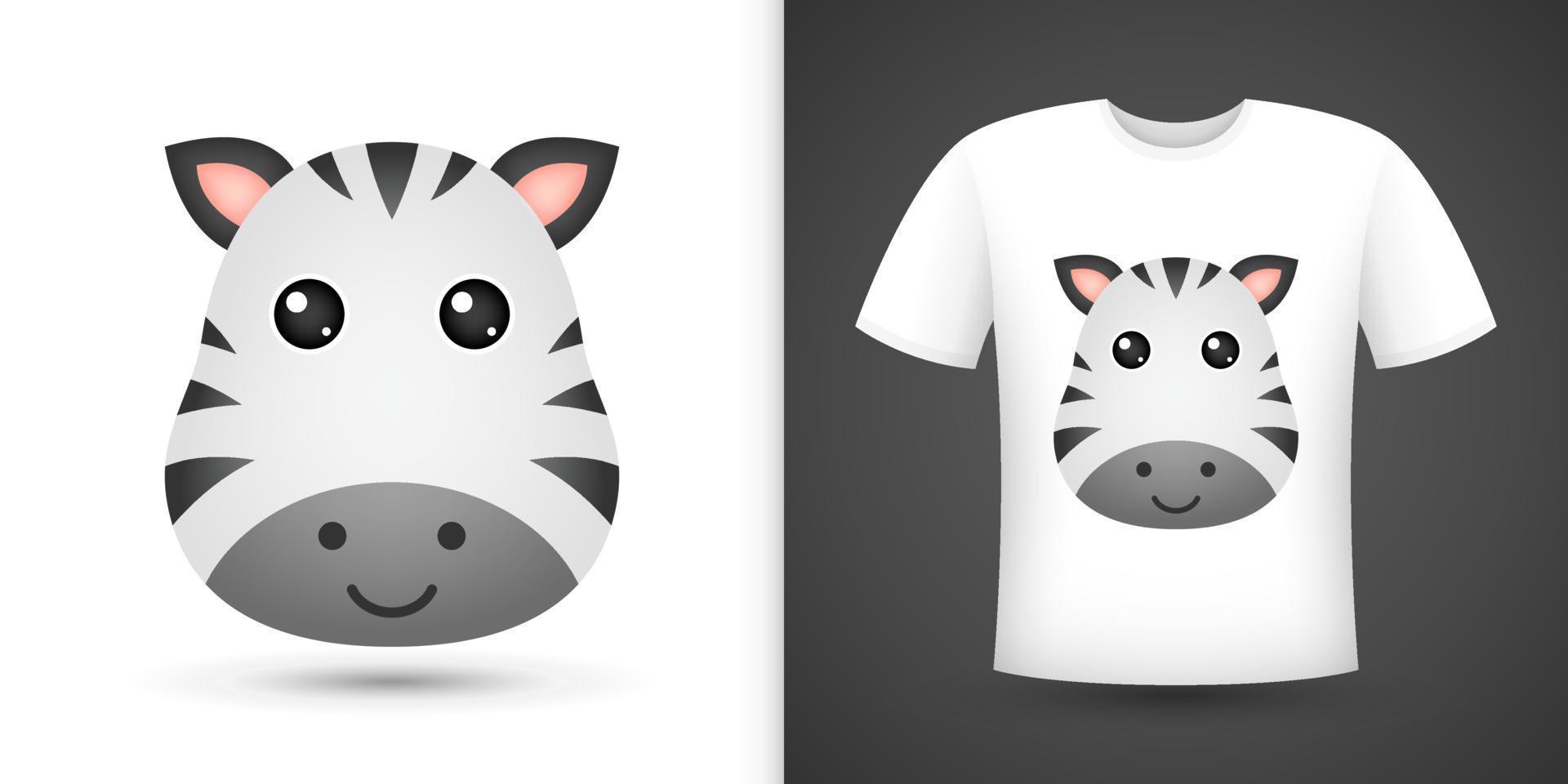 Zebra head on white shirt vector