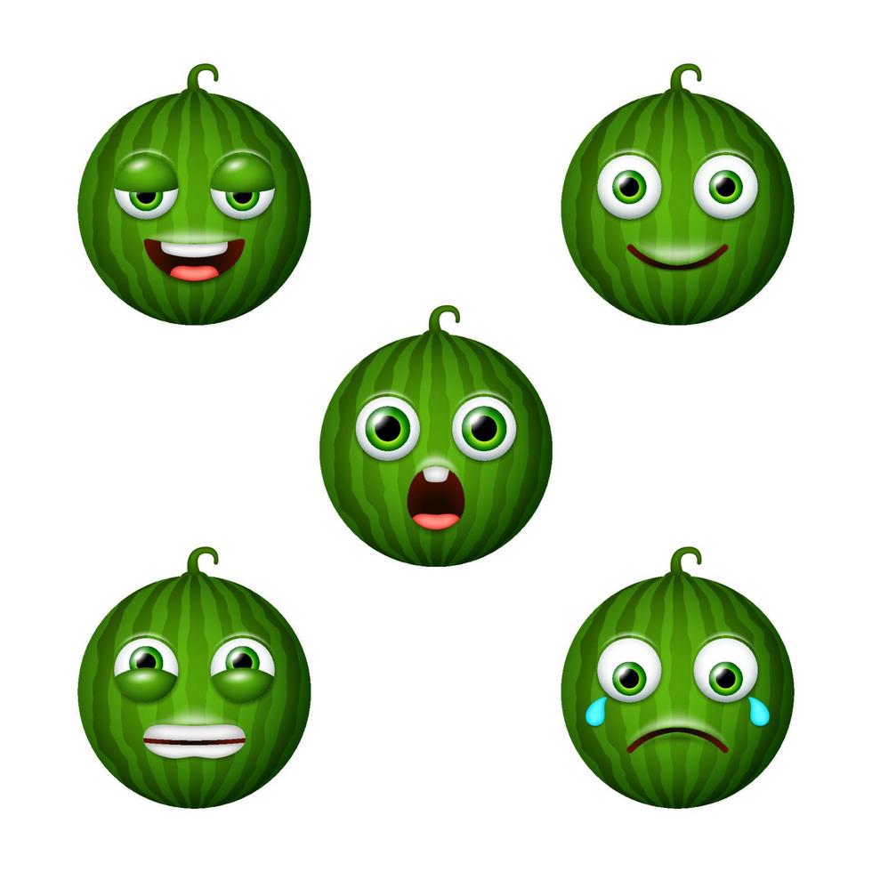 Emoticon of cute Watermelon. Isolated vector set