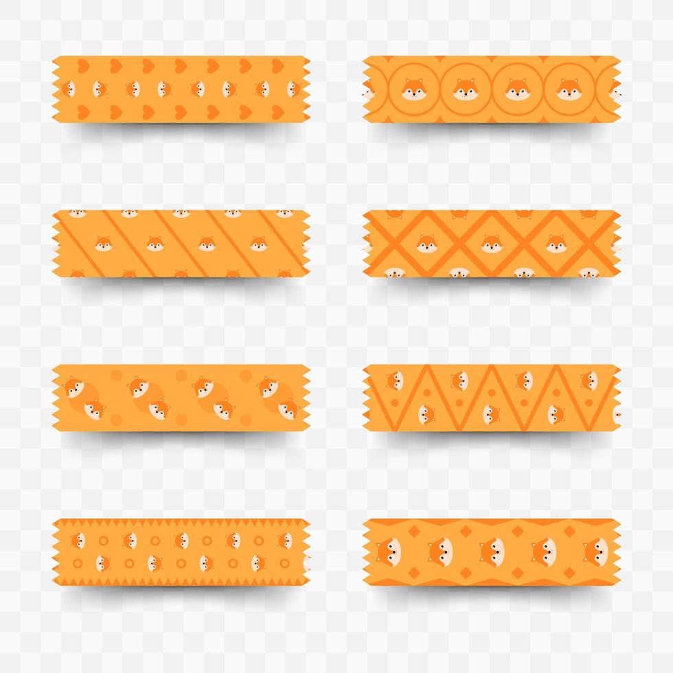 Set of Fox washi tape vector