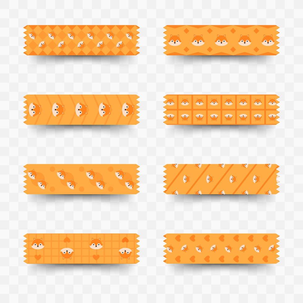 Set of Fox washi tape vector