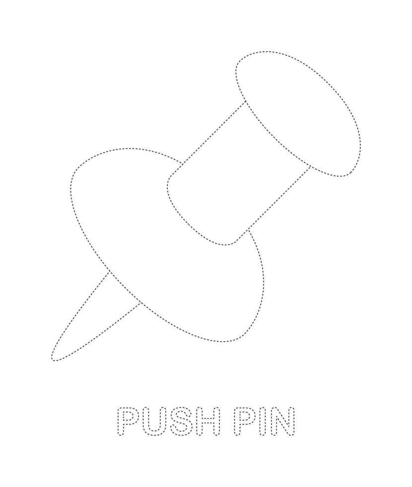 Push Pin tracing worksheet for kids vector