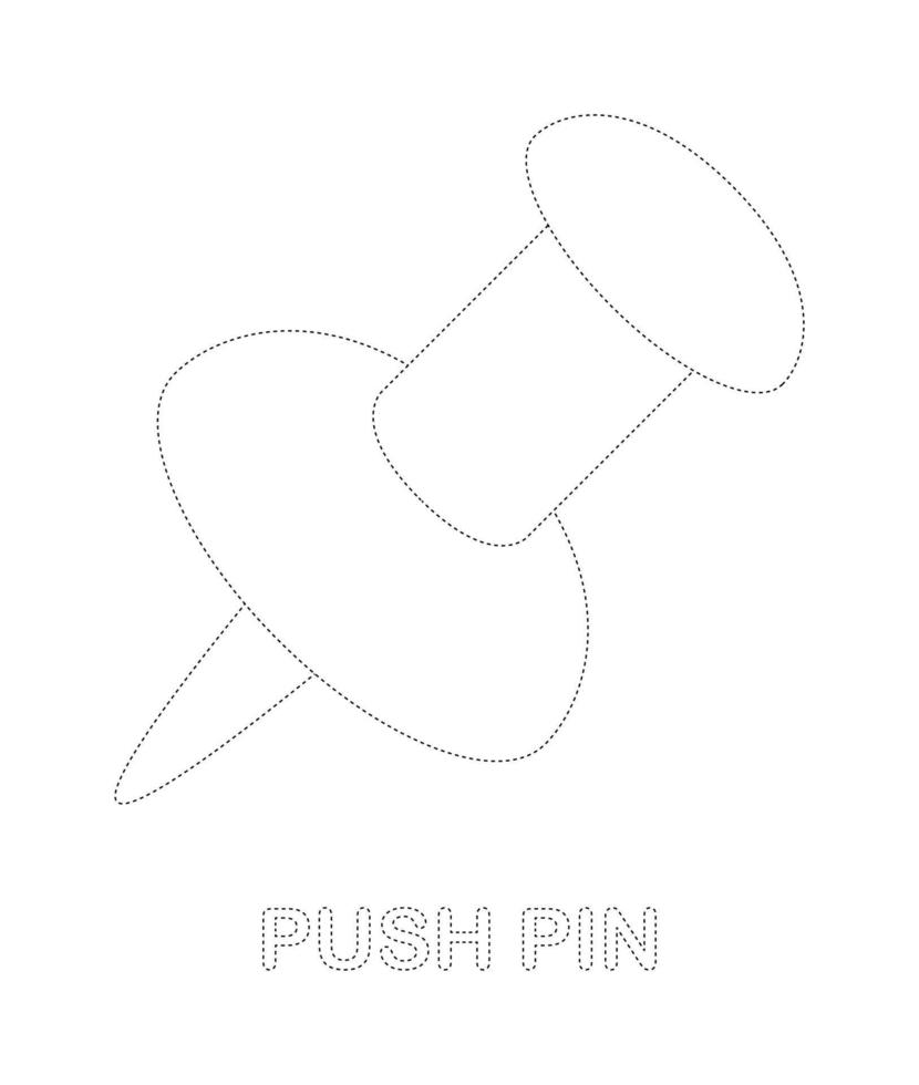 Push Pin tracing worksheet for kids vector