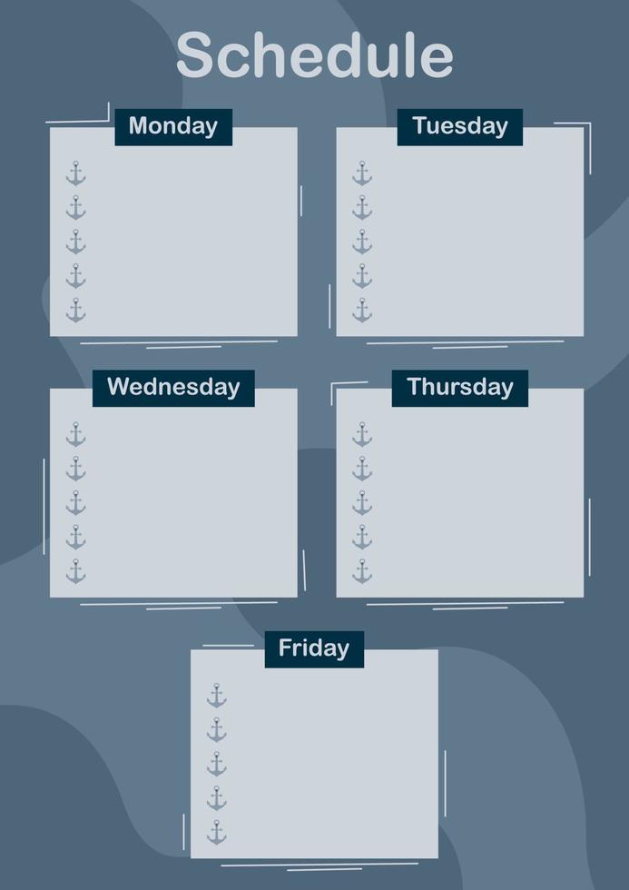 Daily and weekly planner with Anchor vector