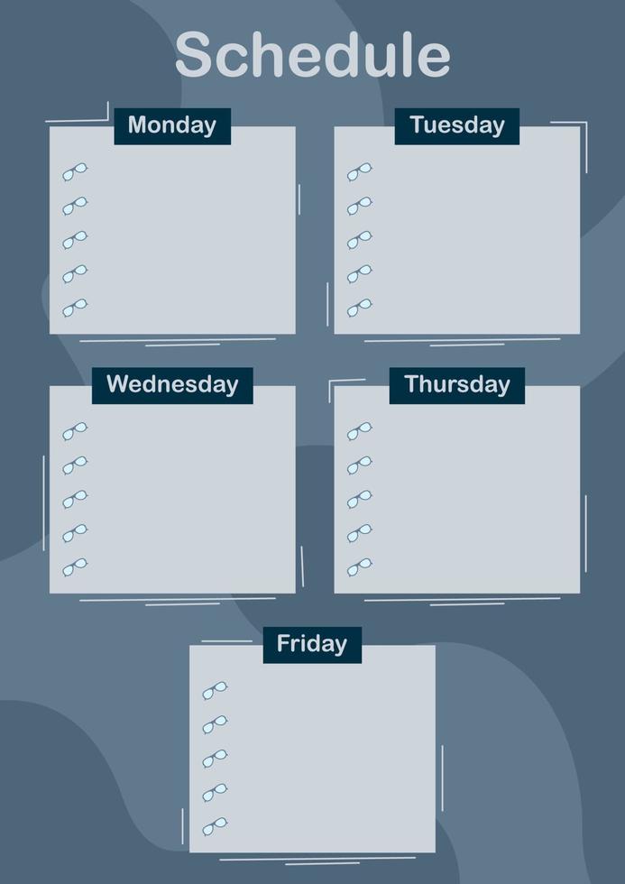 Daily and weekly planner with Glasses vector