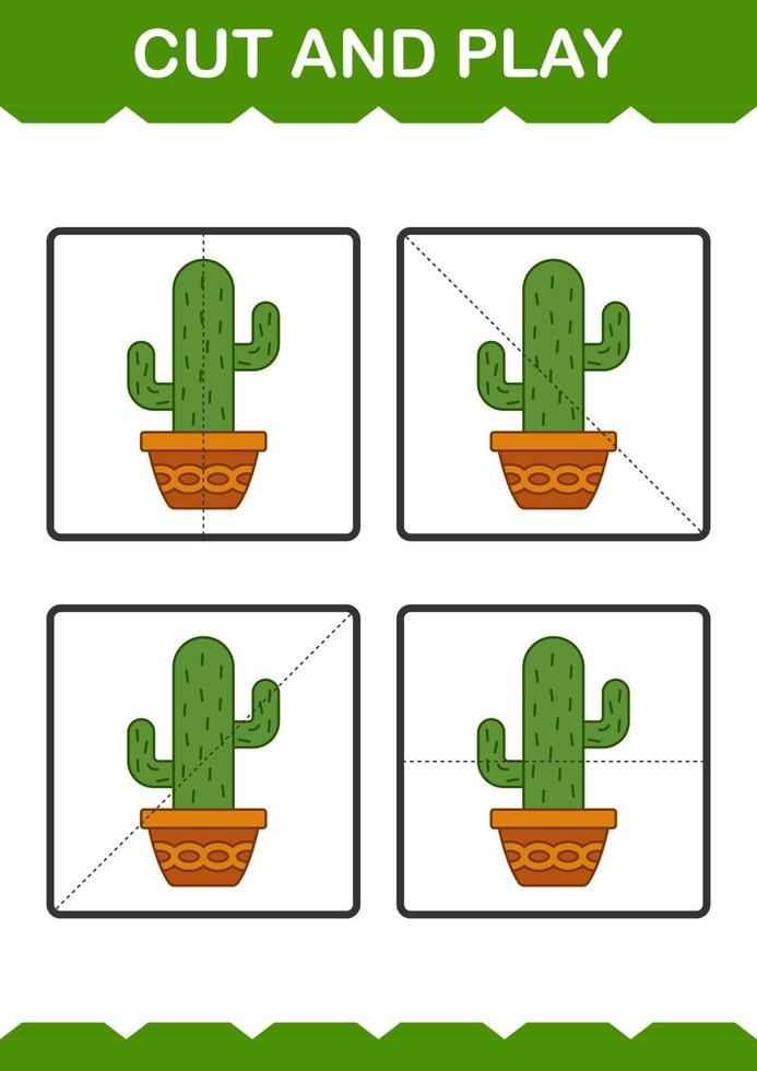 cortar y jugar con cactus vector