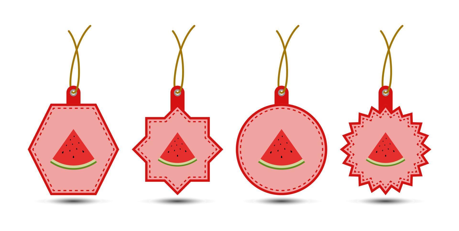 Set of Watermelon tags with cord vector