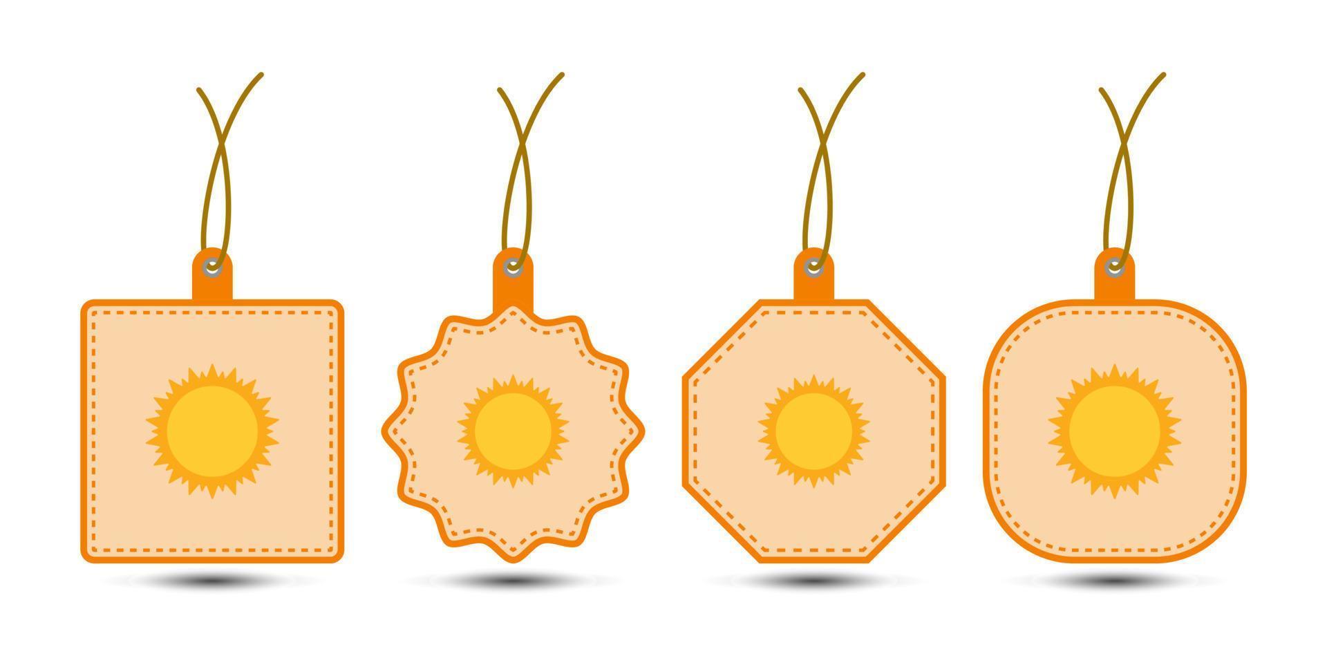 Set of Sun tags with cord vector