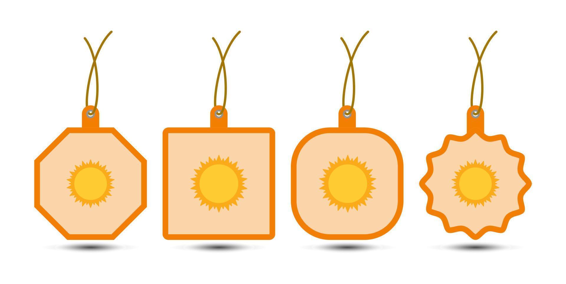 Set of Sun tags with cord vector