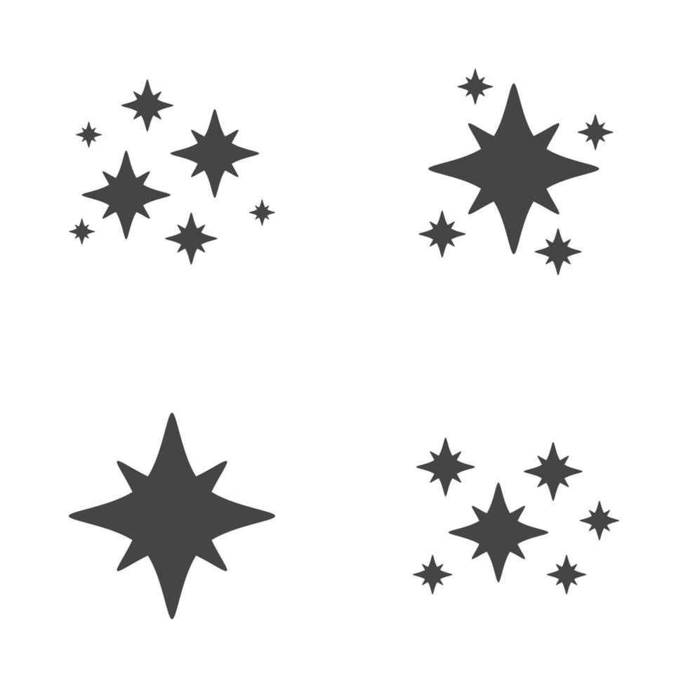 conjunto de estrellas brilla, diseño plano vector