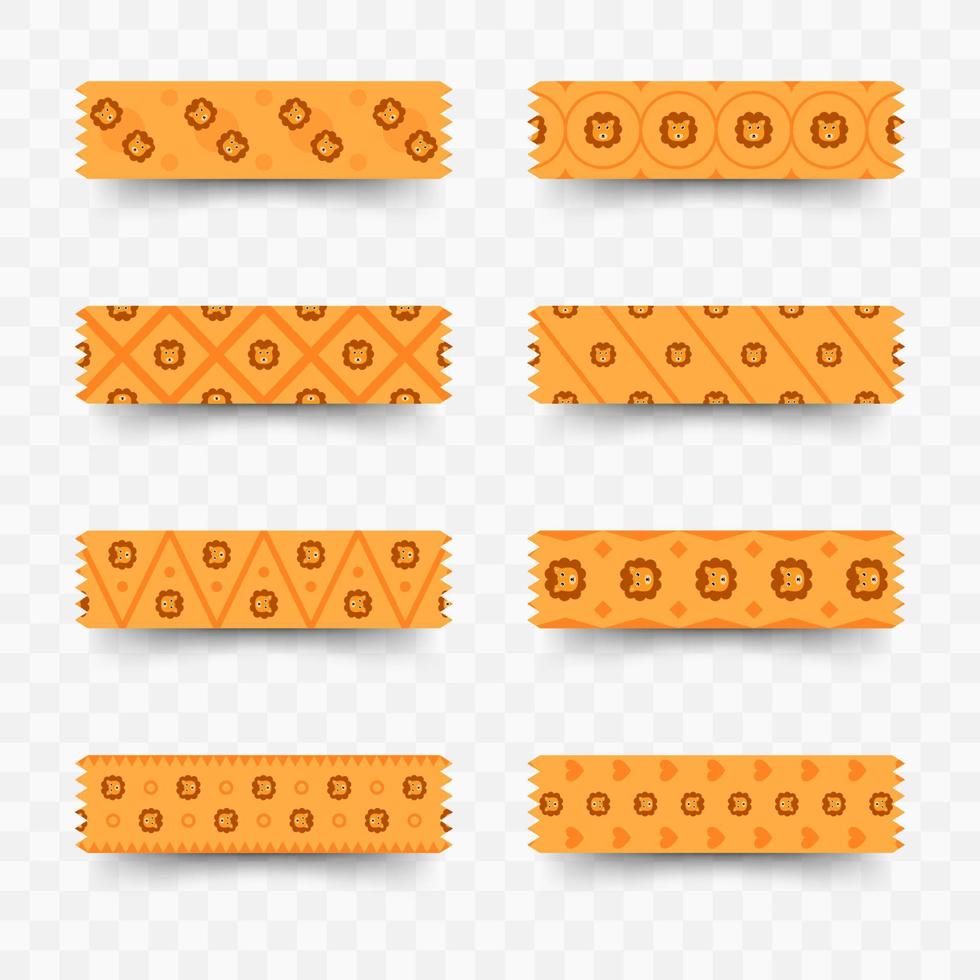 Set of Lion washi tape vector