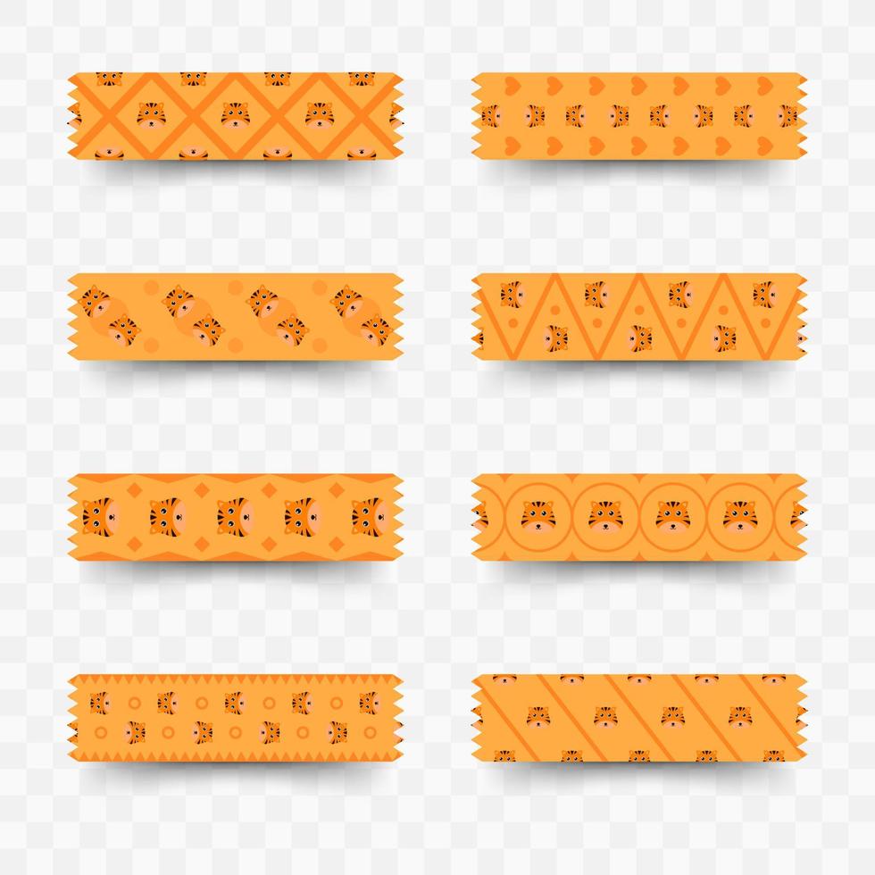 Set of Tiger washi tape vector