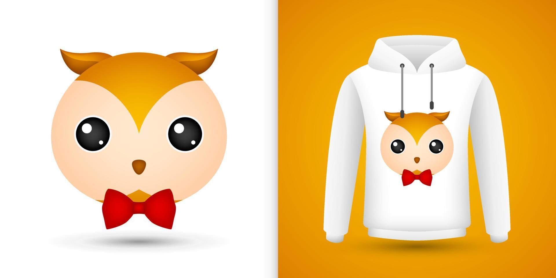 Owl head on white sweatshirt hoodie vector