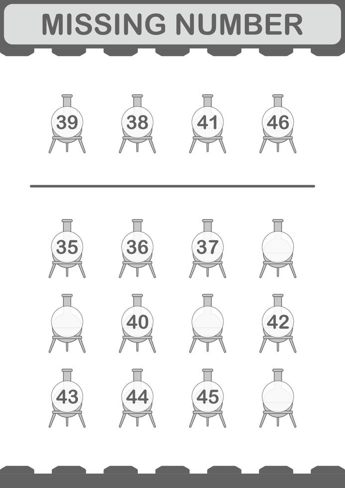 Missing number with Florence Flask. Worksheet for kids vector
