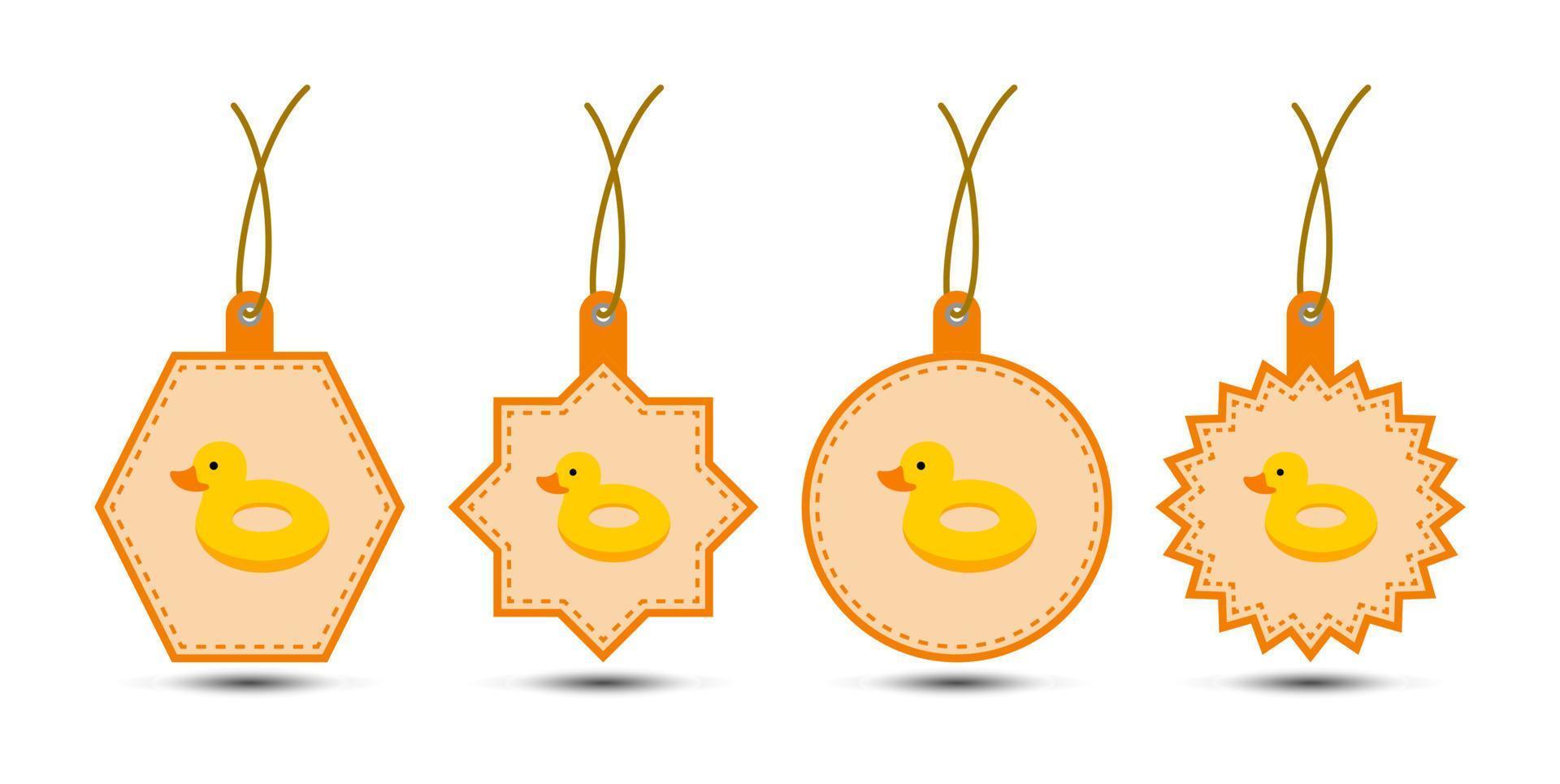 Set of Inflatable Duck tags with cord vector