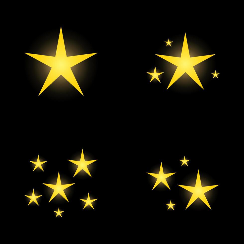 conjunto de estrellas brilla, diseño plano vector