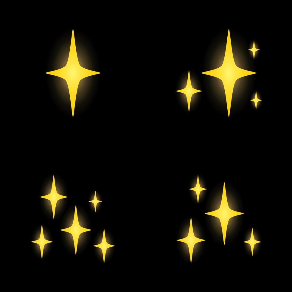 Set of stars sparkles, flat design vector