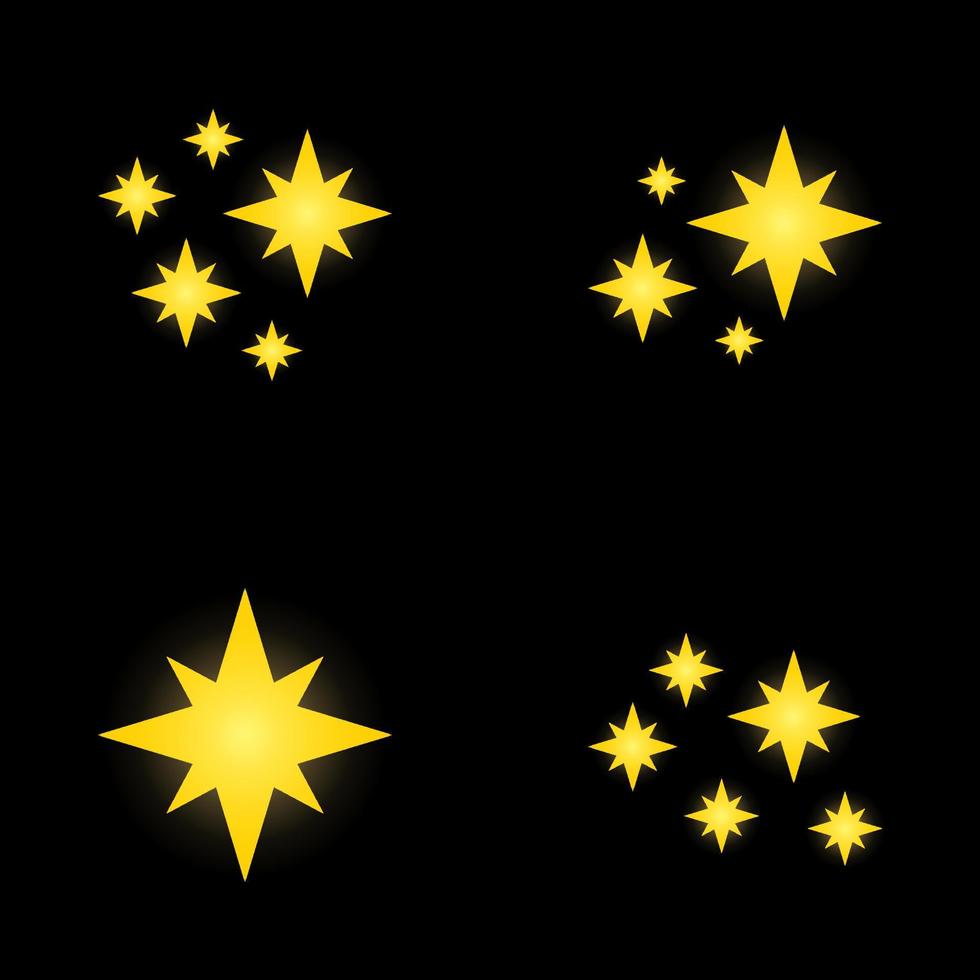 Set of stars sparkles, flat design vector