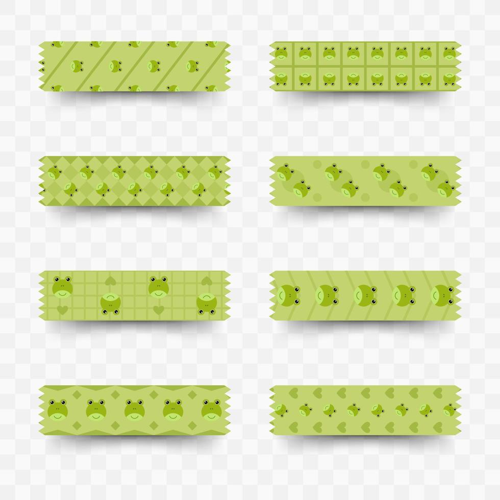 Set of Frog washi tape vector