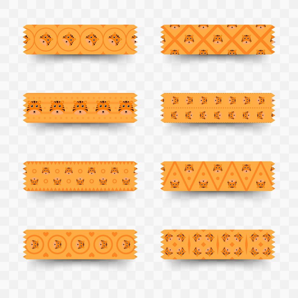 Set of Tiger washi tape vector