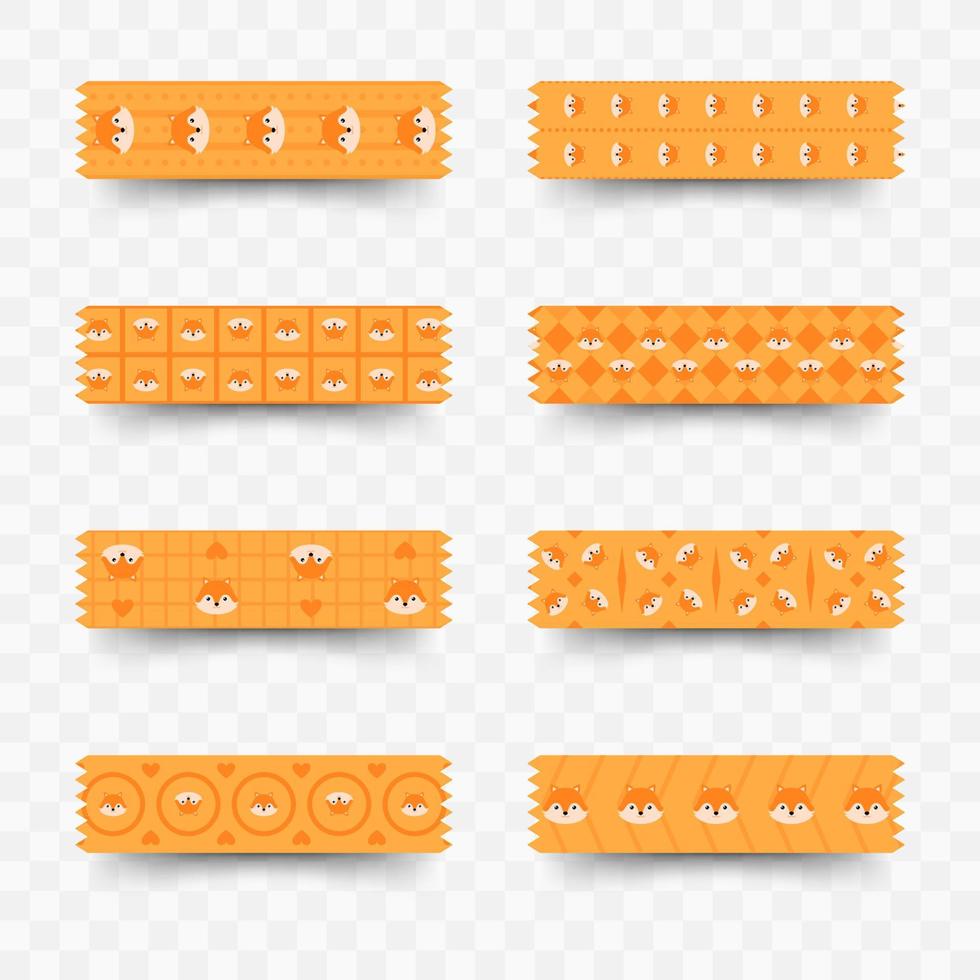 Set of Fox washi tape vector