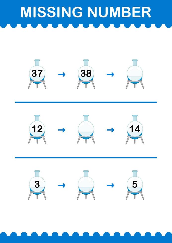 Missing number with Florence Flask. Worksheet for kids vector