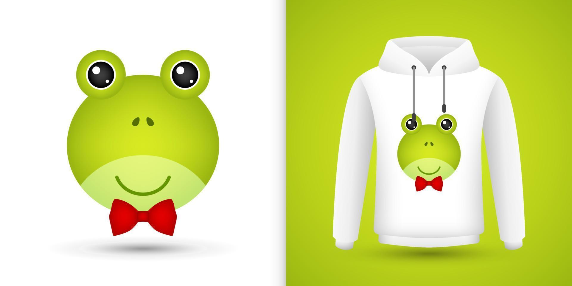 Frog head on white sweatshirt hoodie vector
