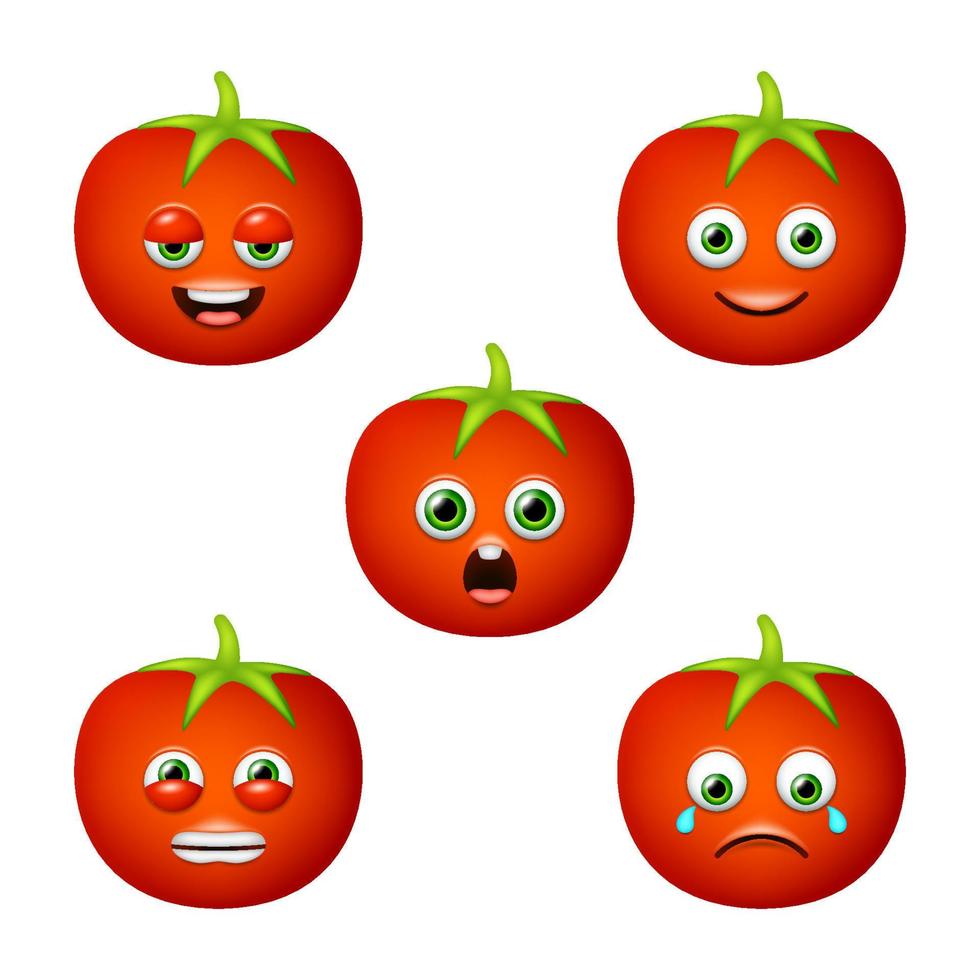 Emoticon of cute Tomato. Isolated vector set