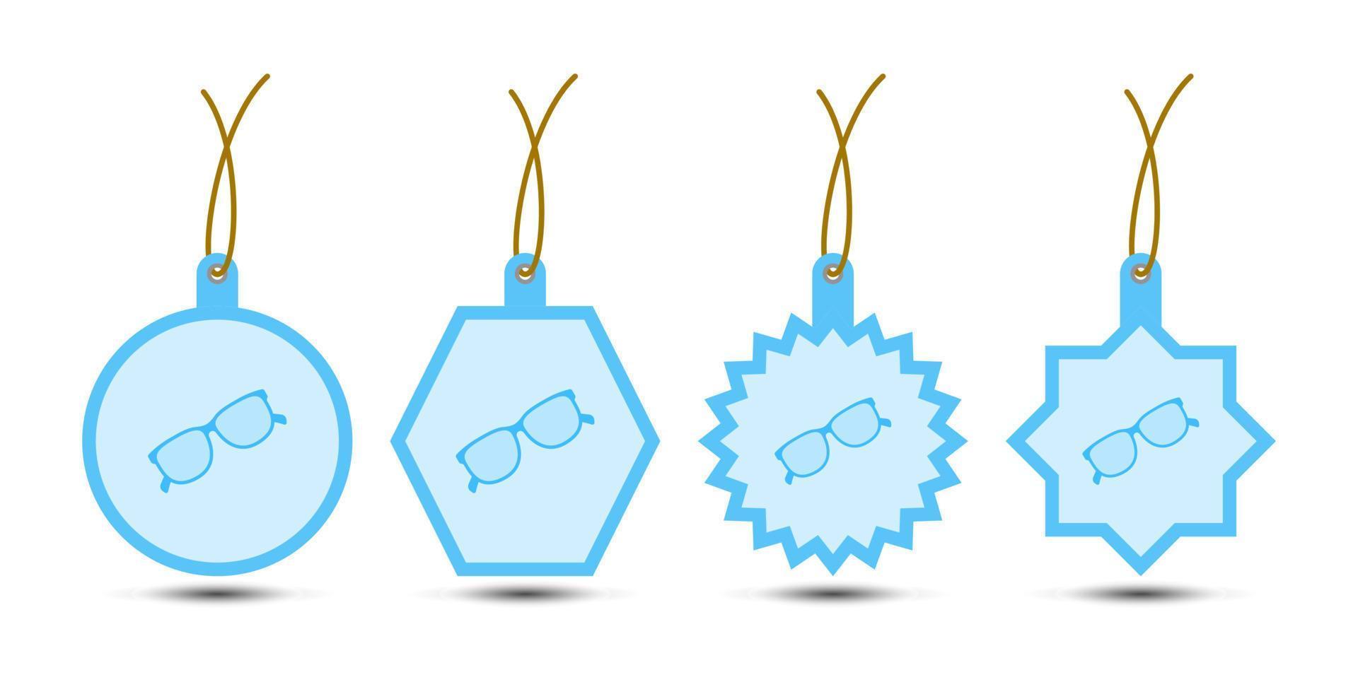 Set of Glasses tags with cord vector