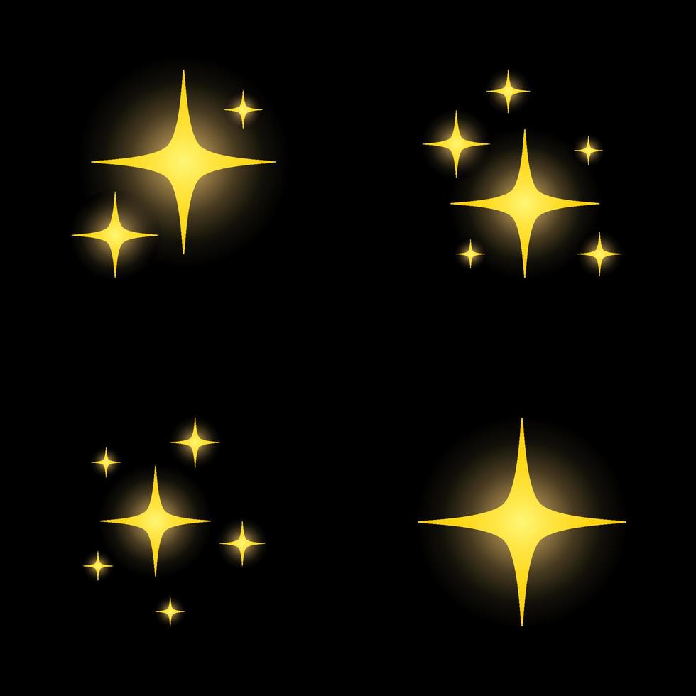 conjunto de estrellas brilla, diseño plano vector