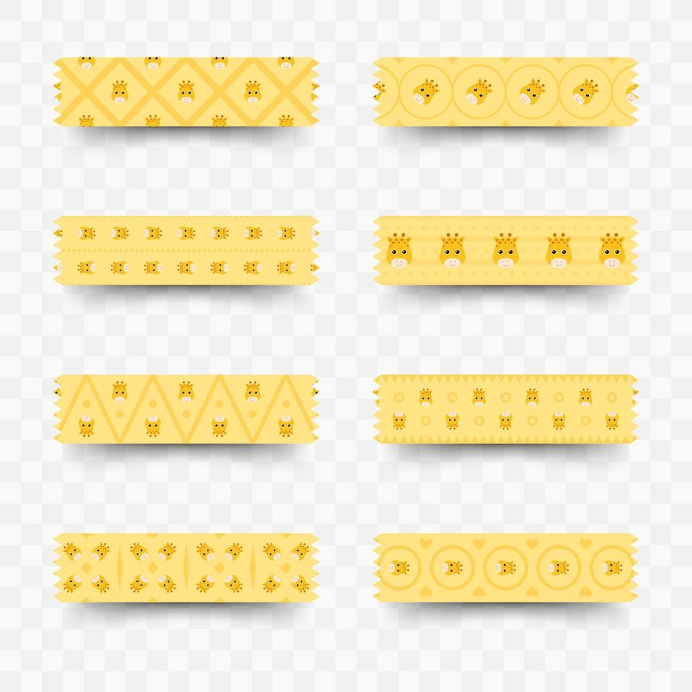 Set of Giraffe washi tape vector