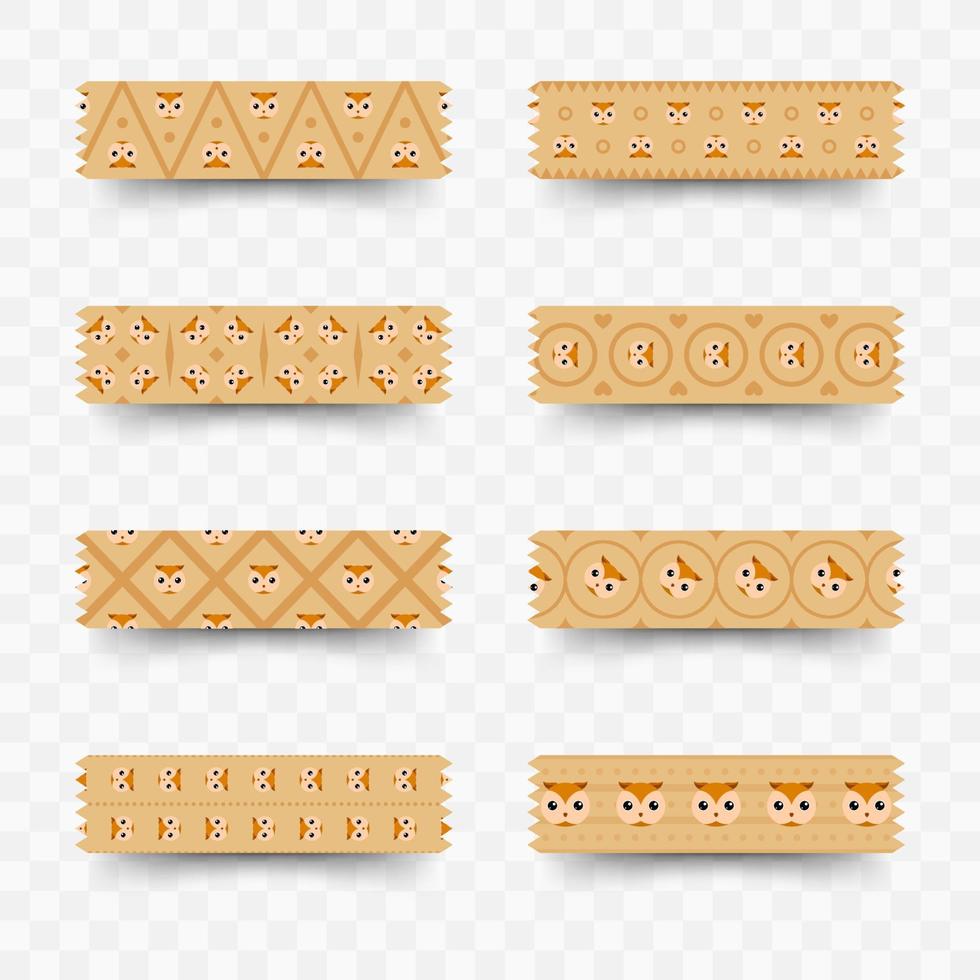 Set of Owl washi tape vector