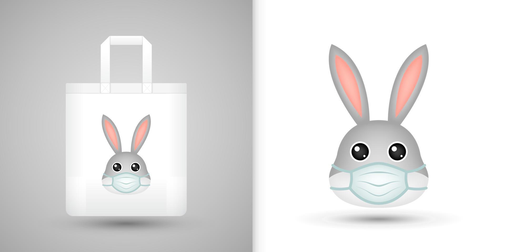 cabeza de conejo en bolso blanco vector