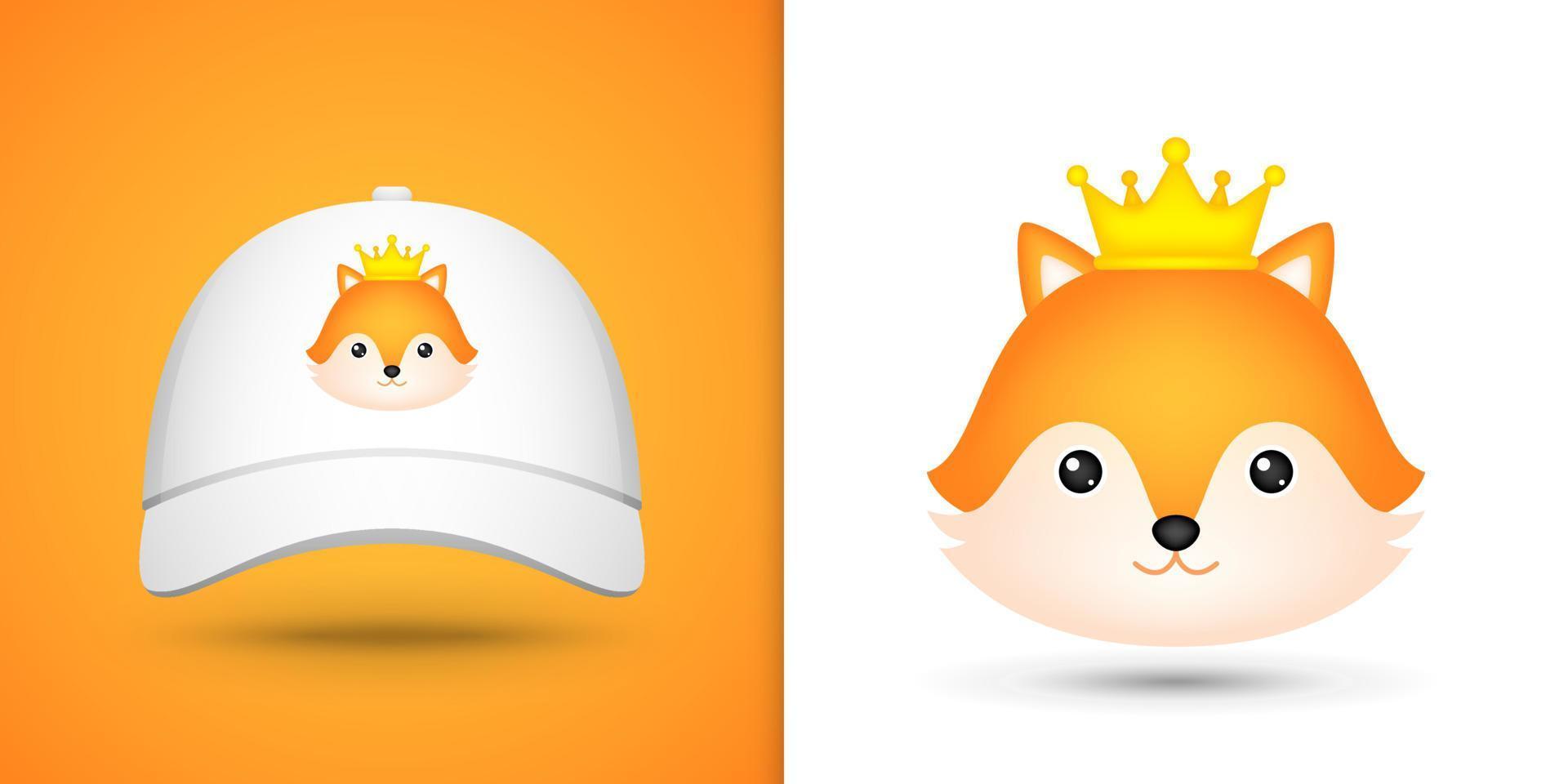 Fox head on white baseball cap vector
