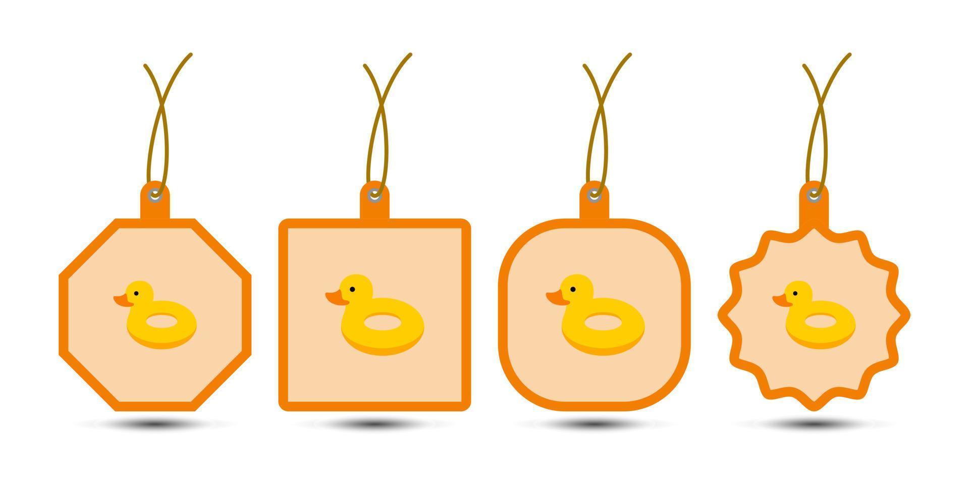 Set of Inflatable Duck tags with cord vector