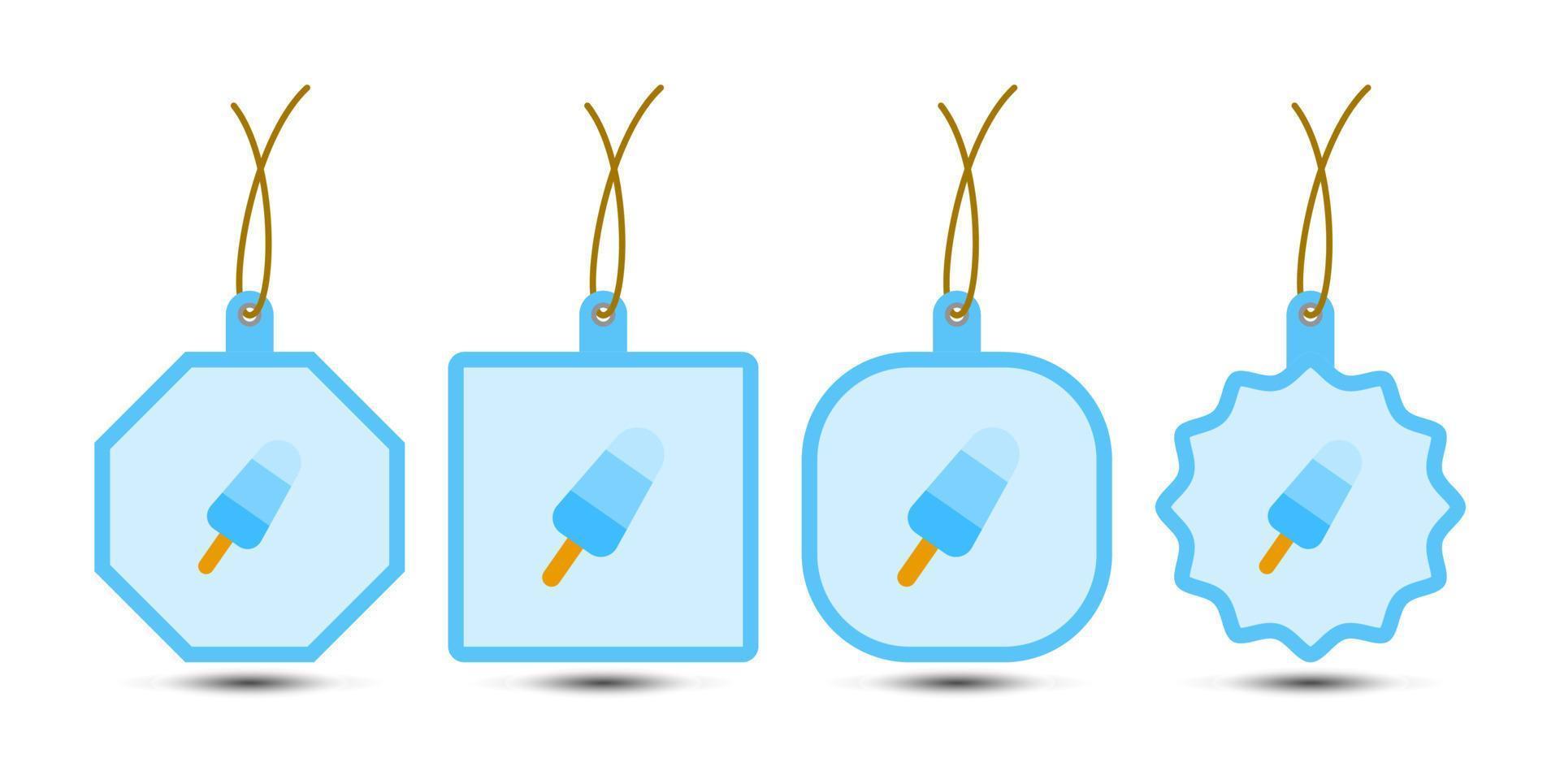 Set of Ice Cream tags with cord vector