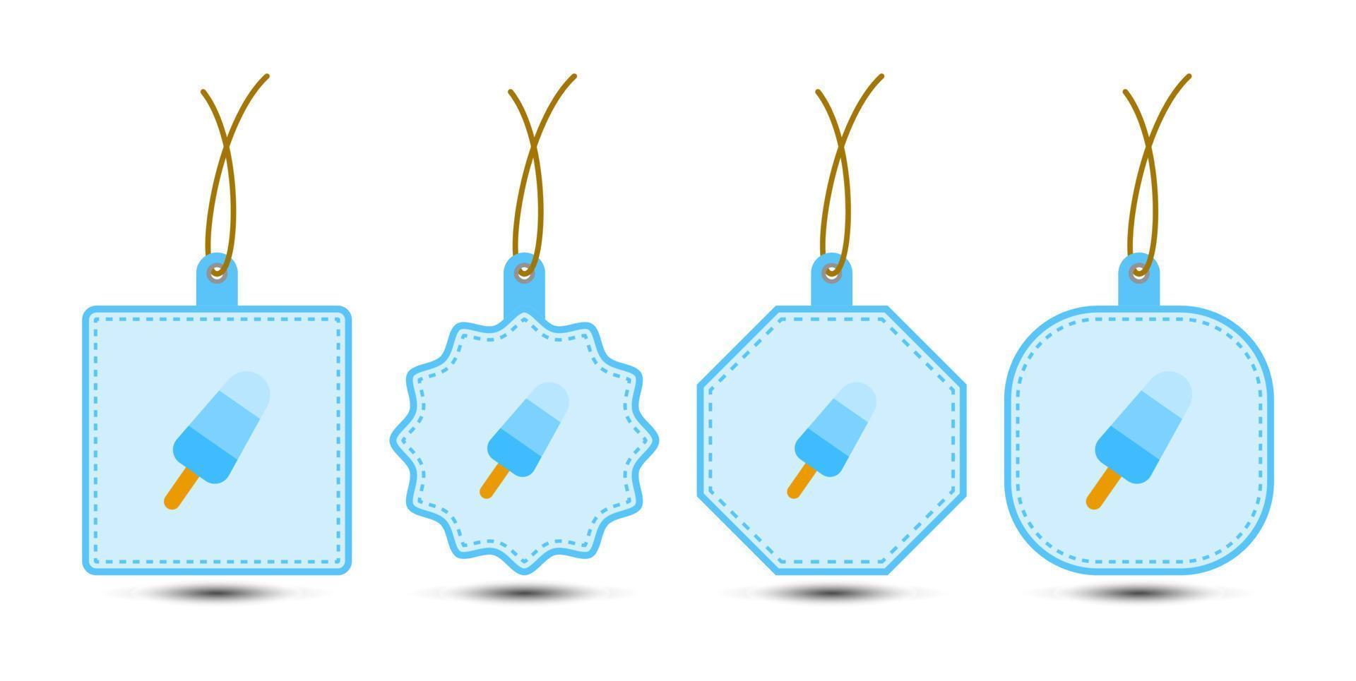 Set of Ice Cream tags with cord vector