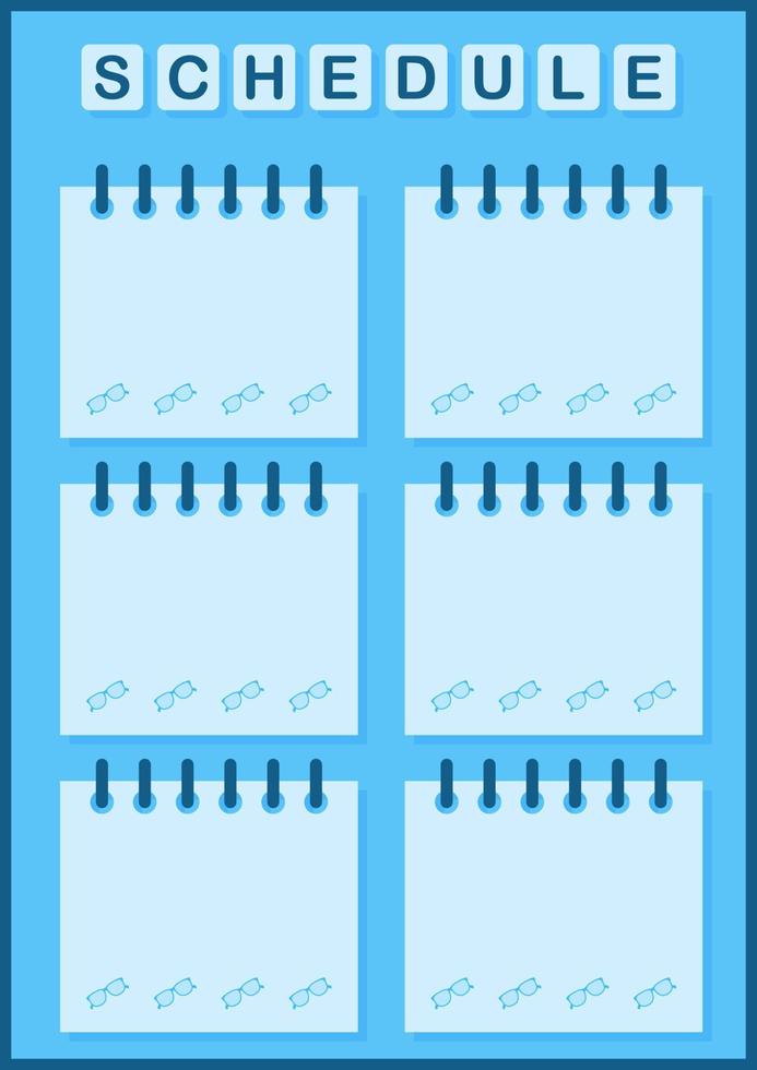 Daily and weekly planner with Glasses vector