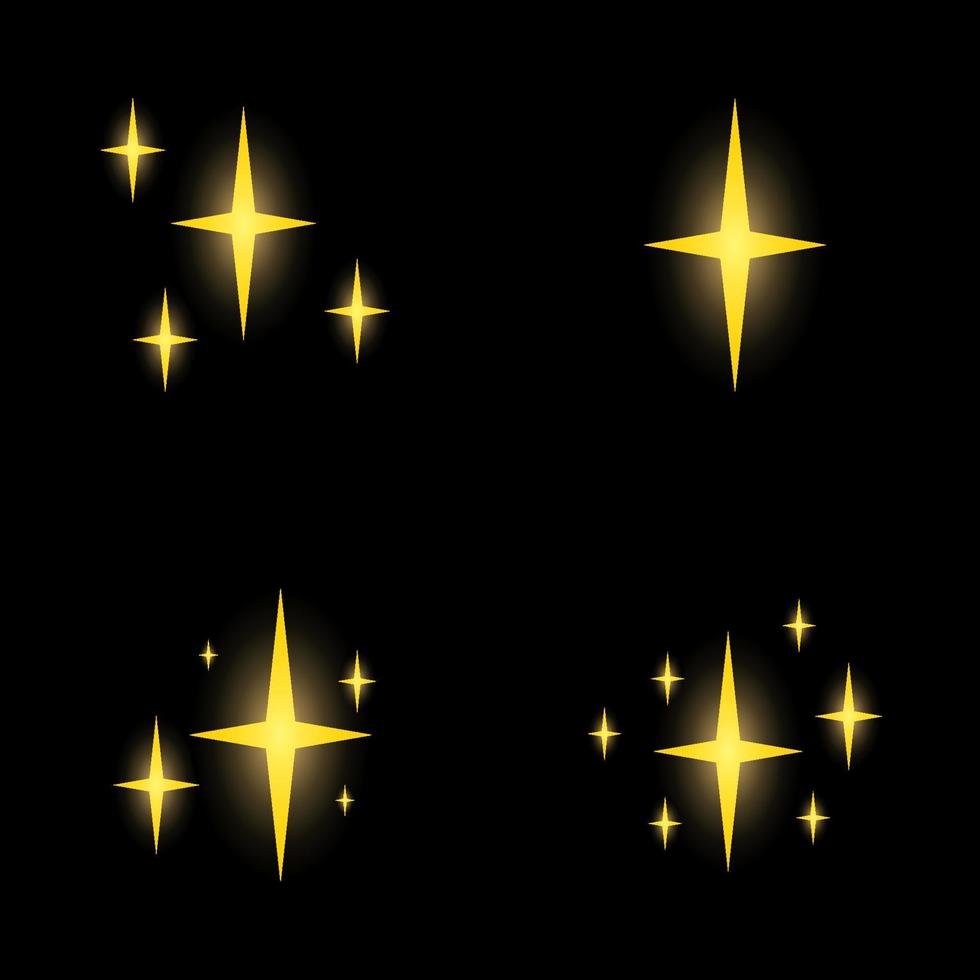 Set of stars sparkles, flat design vector