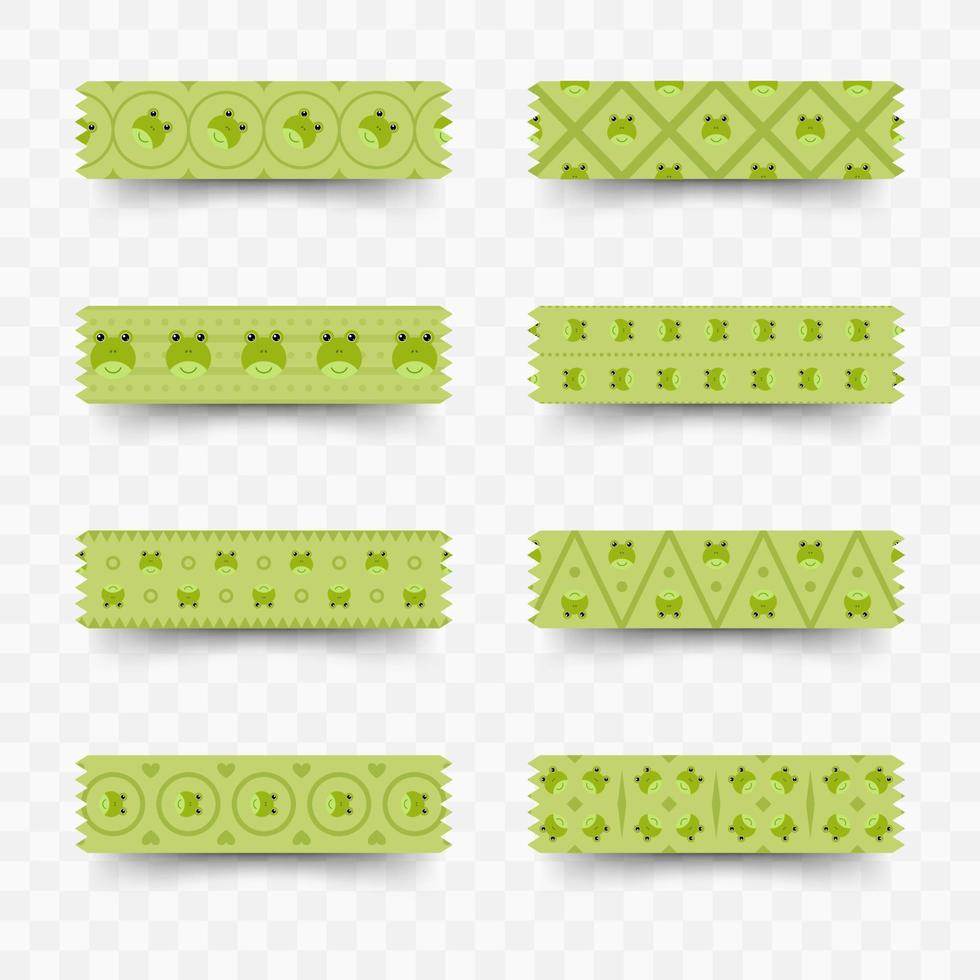 Set of Frog washi tape vector